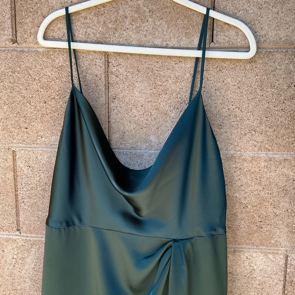 NWOT Dessy Collection Faux-Wrap Cowl-Neck Draped Maxi Dress Gown Size 16 3072